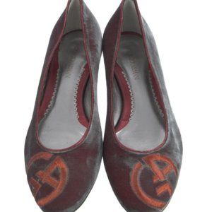 GIORGIO ARMANI Velvet Animal Print Flats